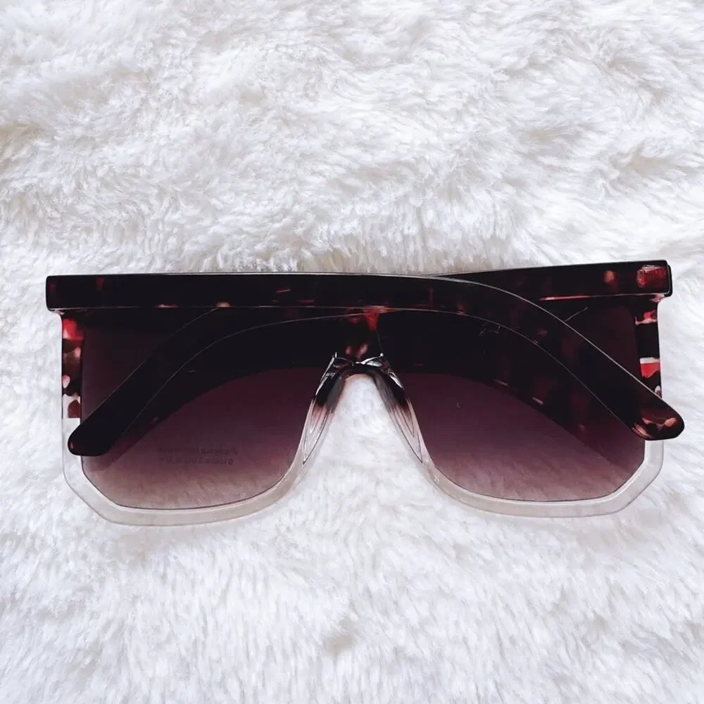 Kira Tortoise Brown & Clear Oversized Sunglasses